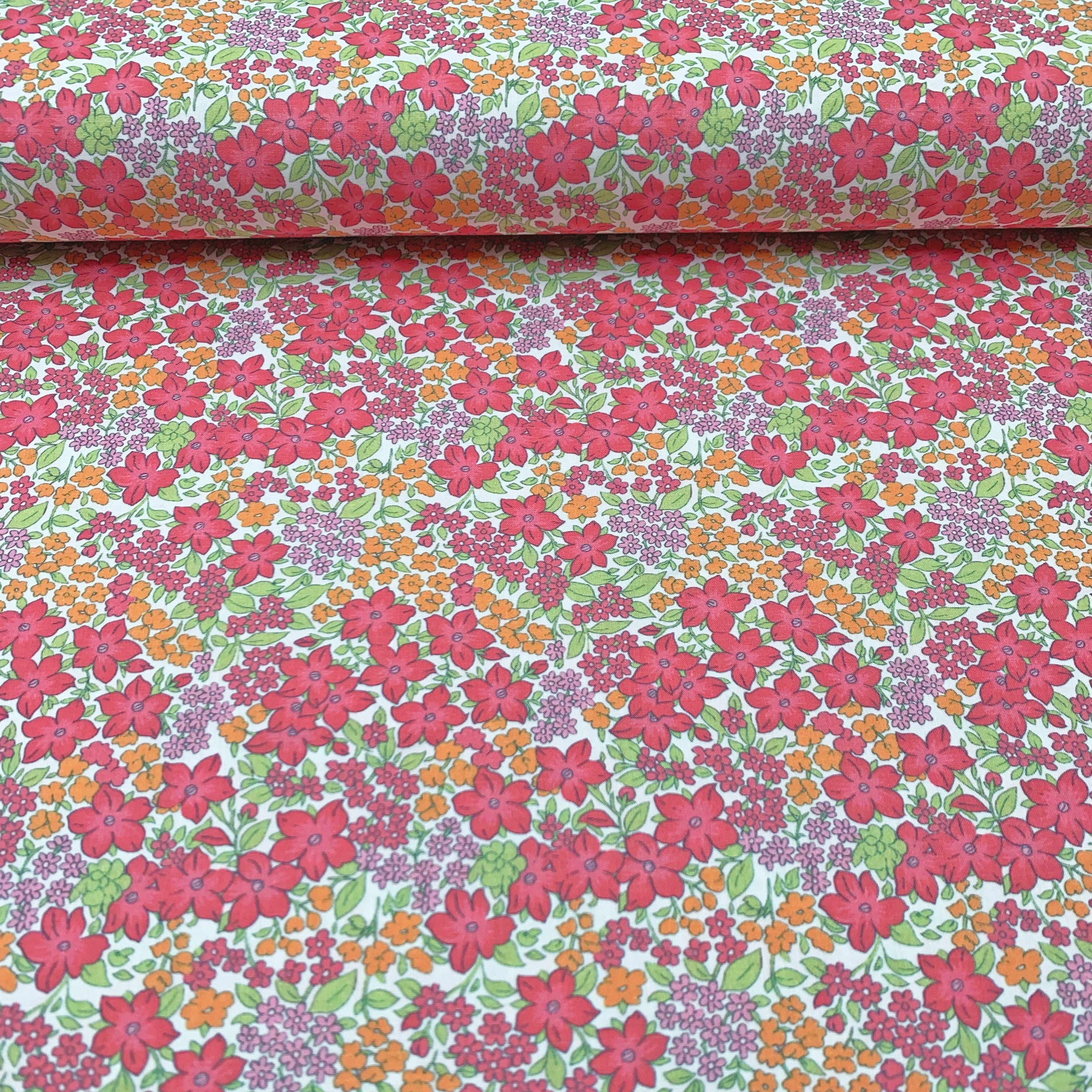 tissu-popeline-fleur-clematite-rose