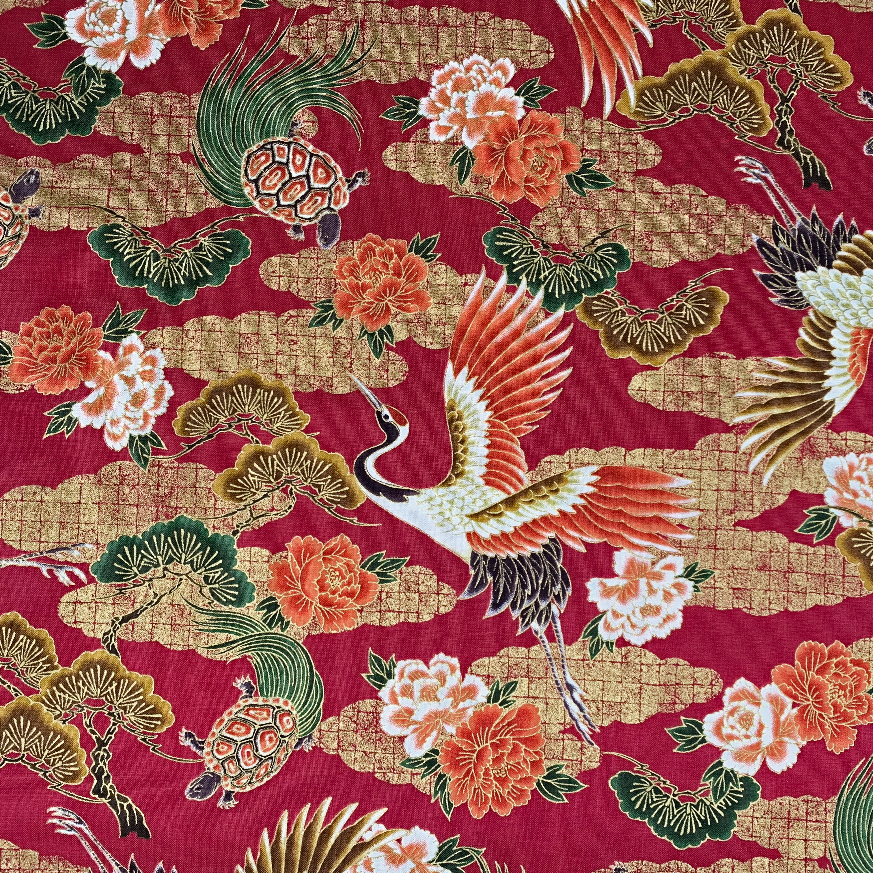 tissu-japonais-grue-tortue