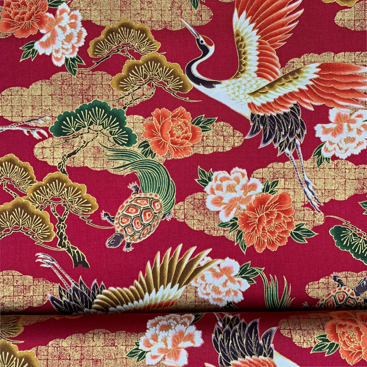tissu-japonais-grue-tortue
