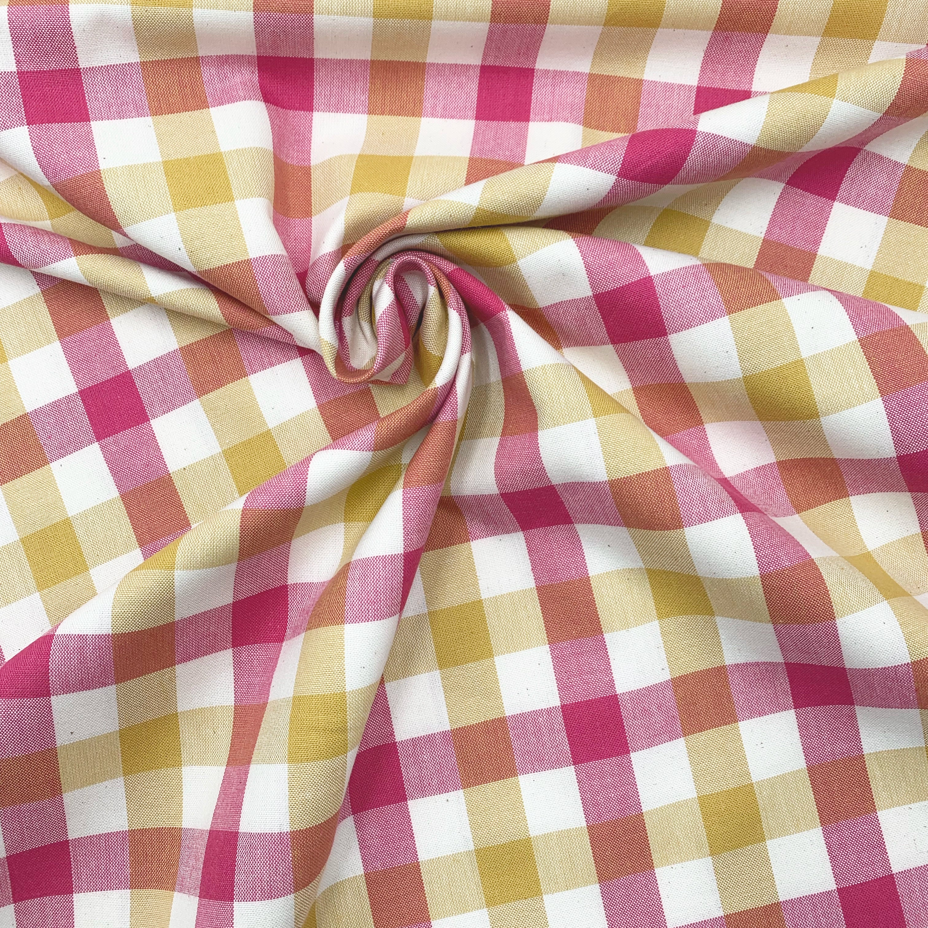 tissu-vichy-rose-jaune