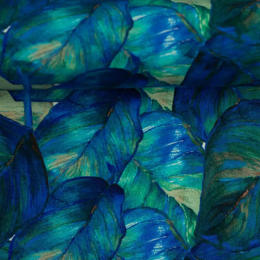 Jersey Botanique Bleu Canard – Motif Végétal et Élégant