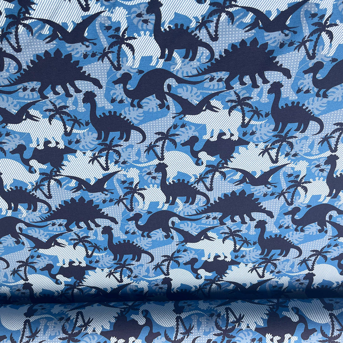 Jersey enfant motif dinosaures – bleu et blanc