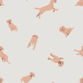 Tissu Flanelle de Coton Chiots Beiges