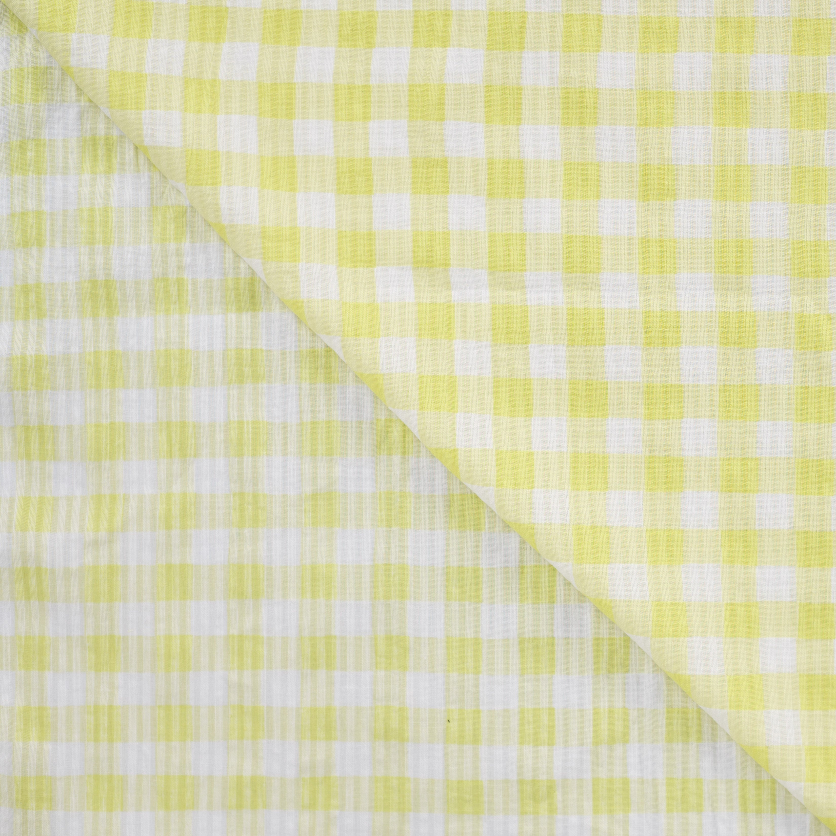 Tissu Seersucker vichy jaune