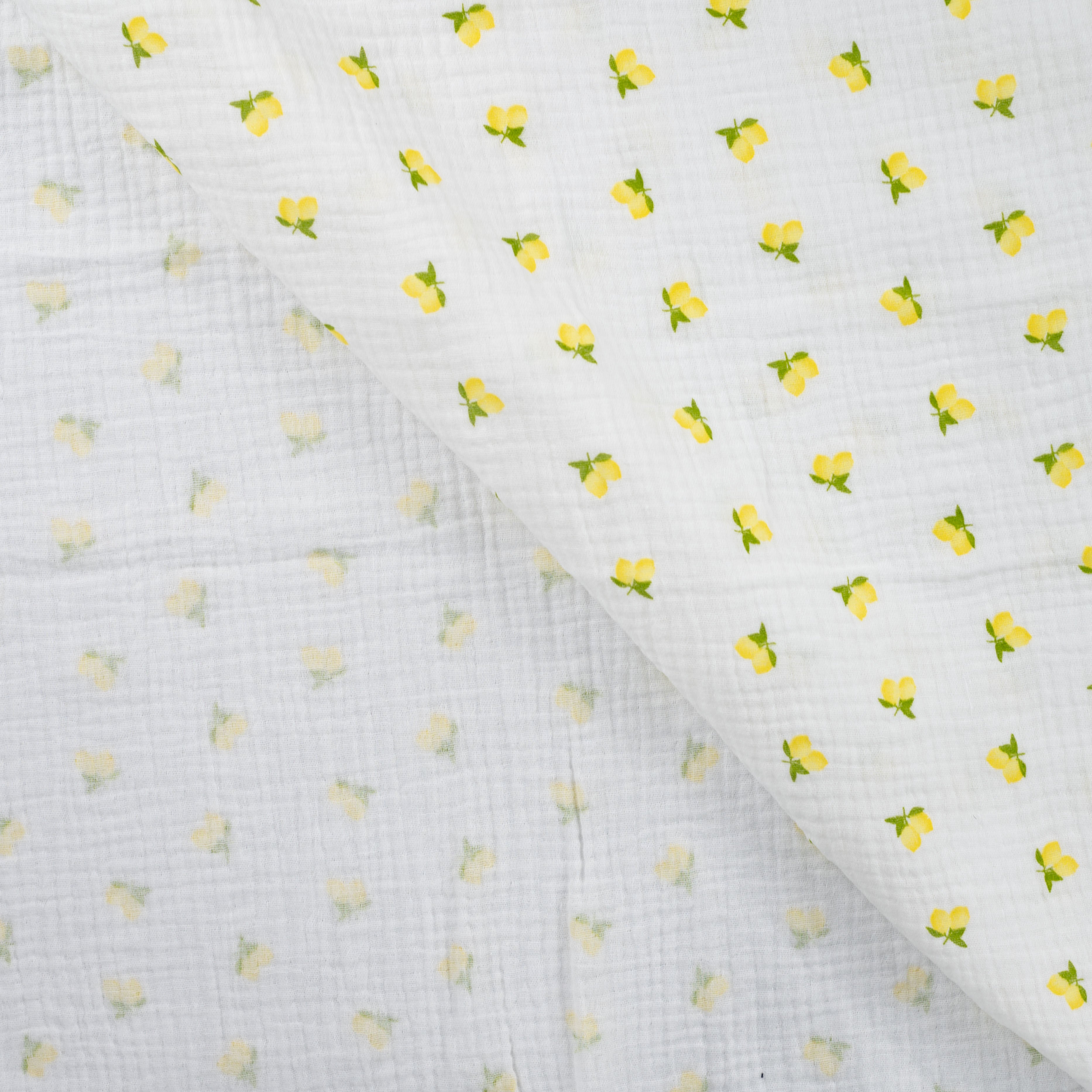 Tissu Double Gaze de coton citron