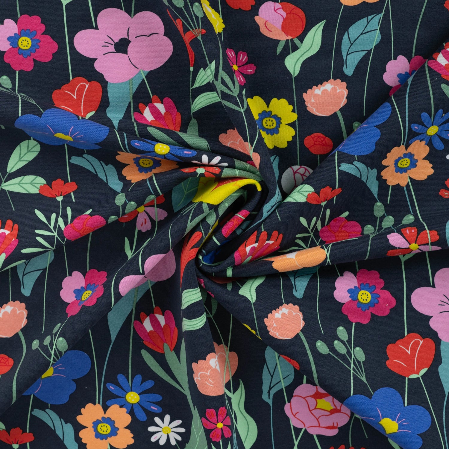 Spring Flower French Terry Fabric