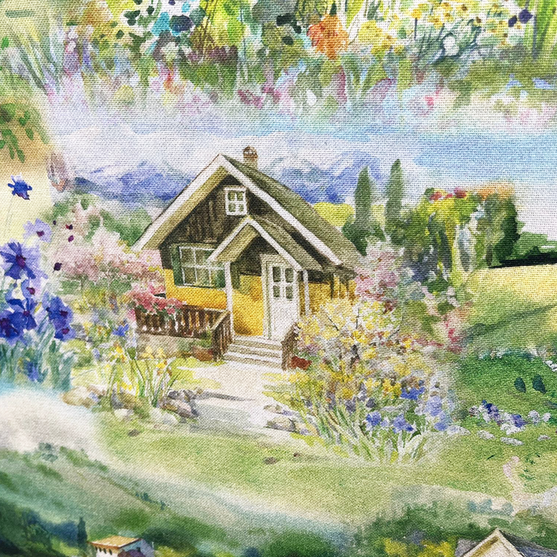 Tissu Canvas Aquarelle – Scènes de Campagne Poétiques