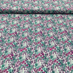 Tissu Coton Style Liberty – Fleurs Fuchsia et Émeraude