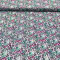Tissu Coton Style Liberty – Fleurs Fuchsia et Émeraude