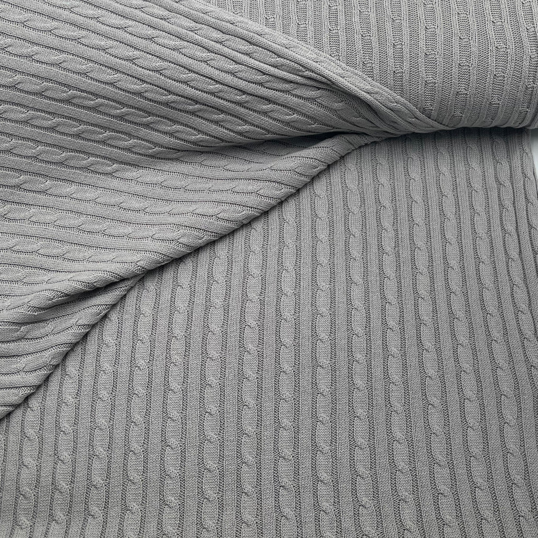 Tissu Maille Torsadée Gris Clair