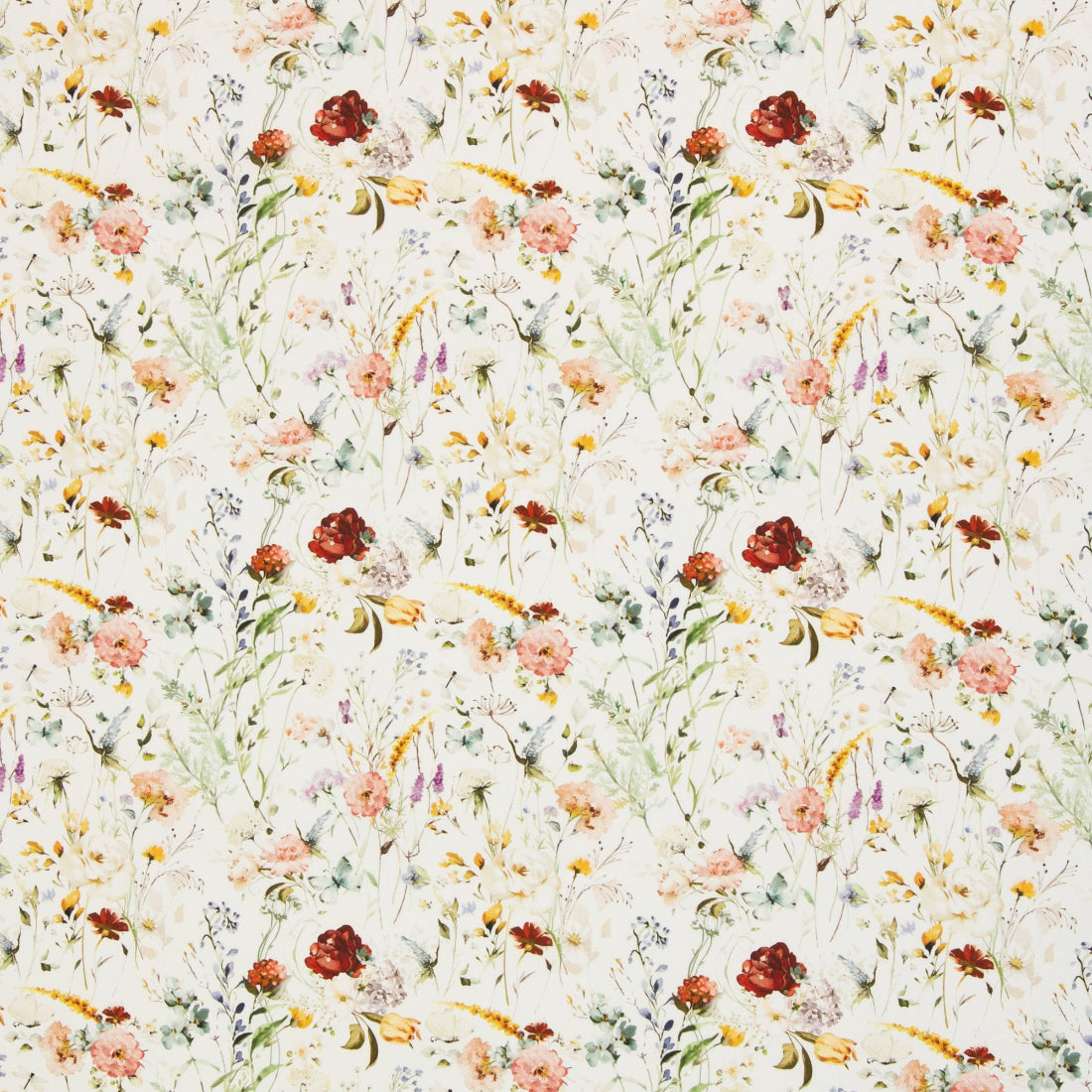 Tissu Popeline Coton Romantique – Fleurs Anciennes et Papillons