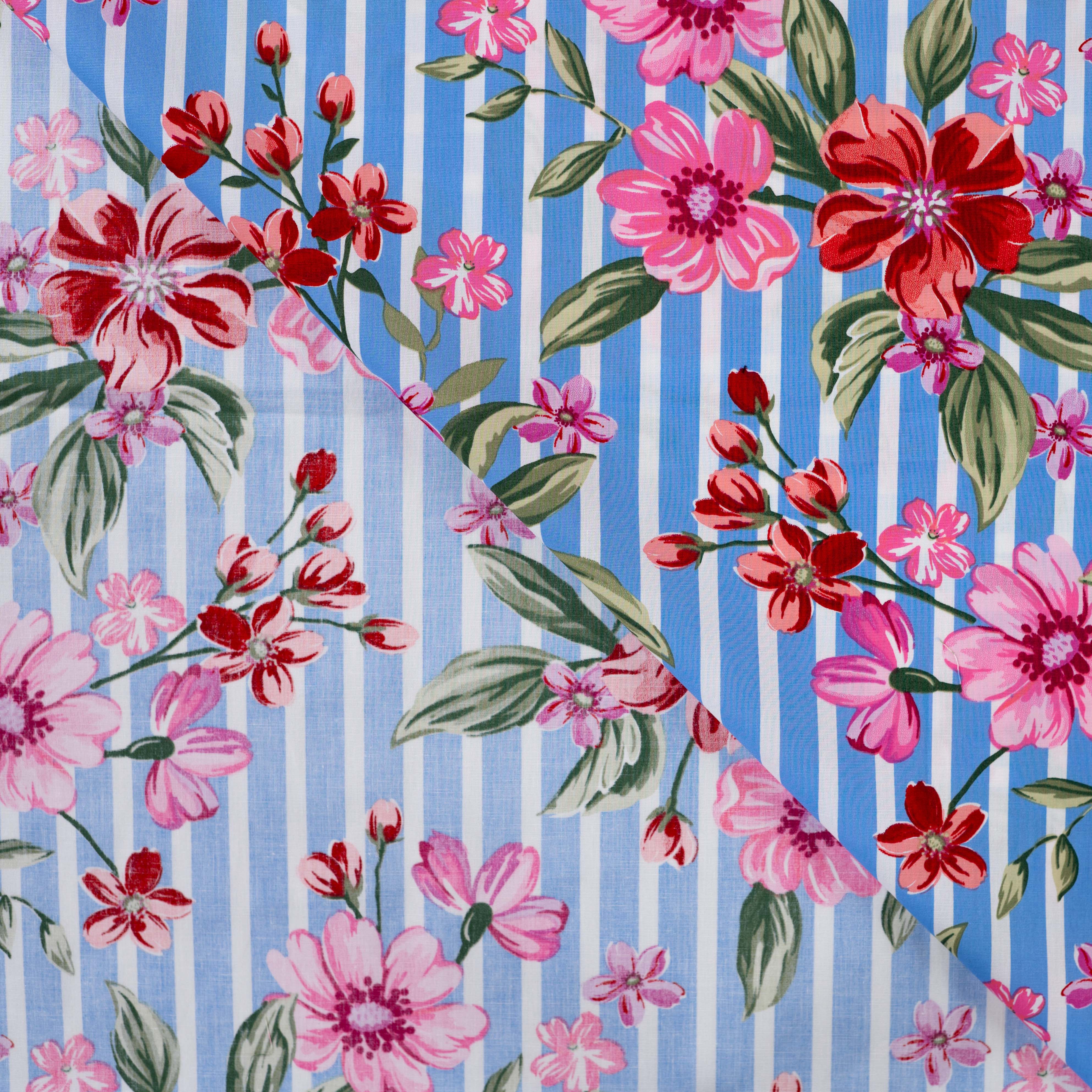 Tissu Stretch linéaire fleurs