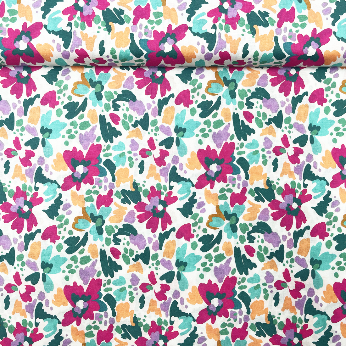 Tissu coton fleurs multicolores – Style Liberty élégant et frais