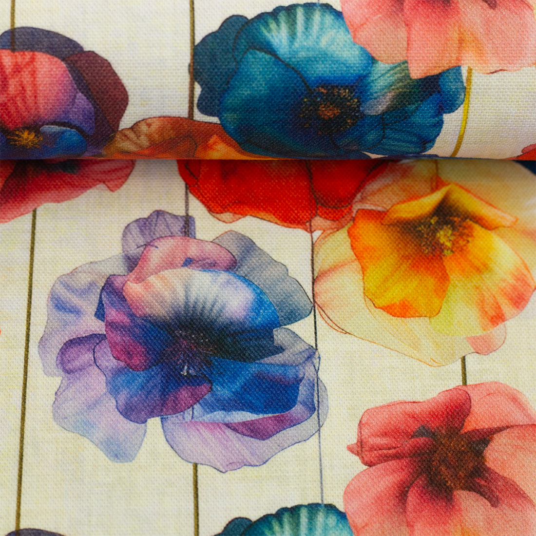 Tissu coton polyester fleurs vives – Pour accessoires colorés