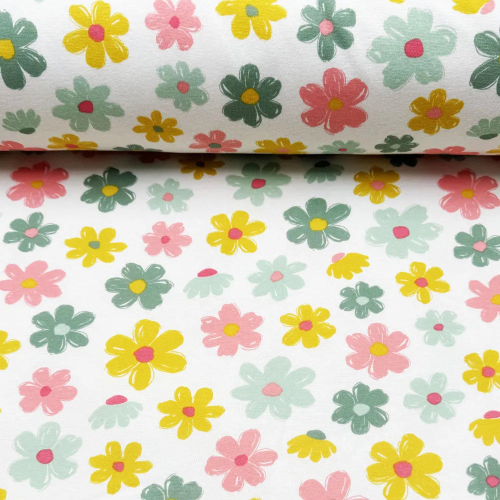 Tissu jersey de coton fleur alpine