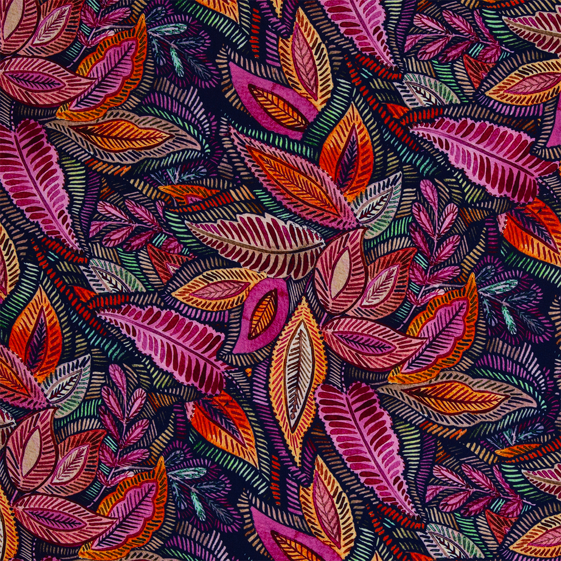 Tissu viscose feuillage automnal – Léger et coloré