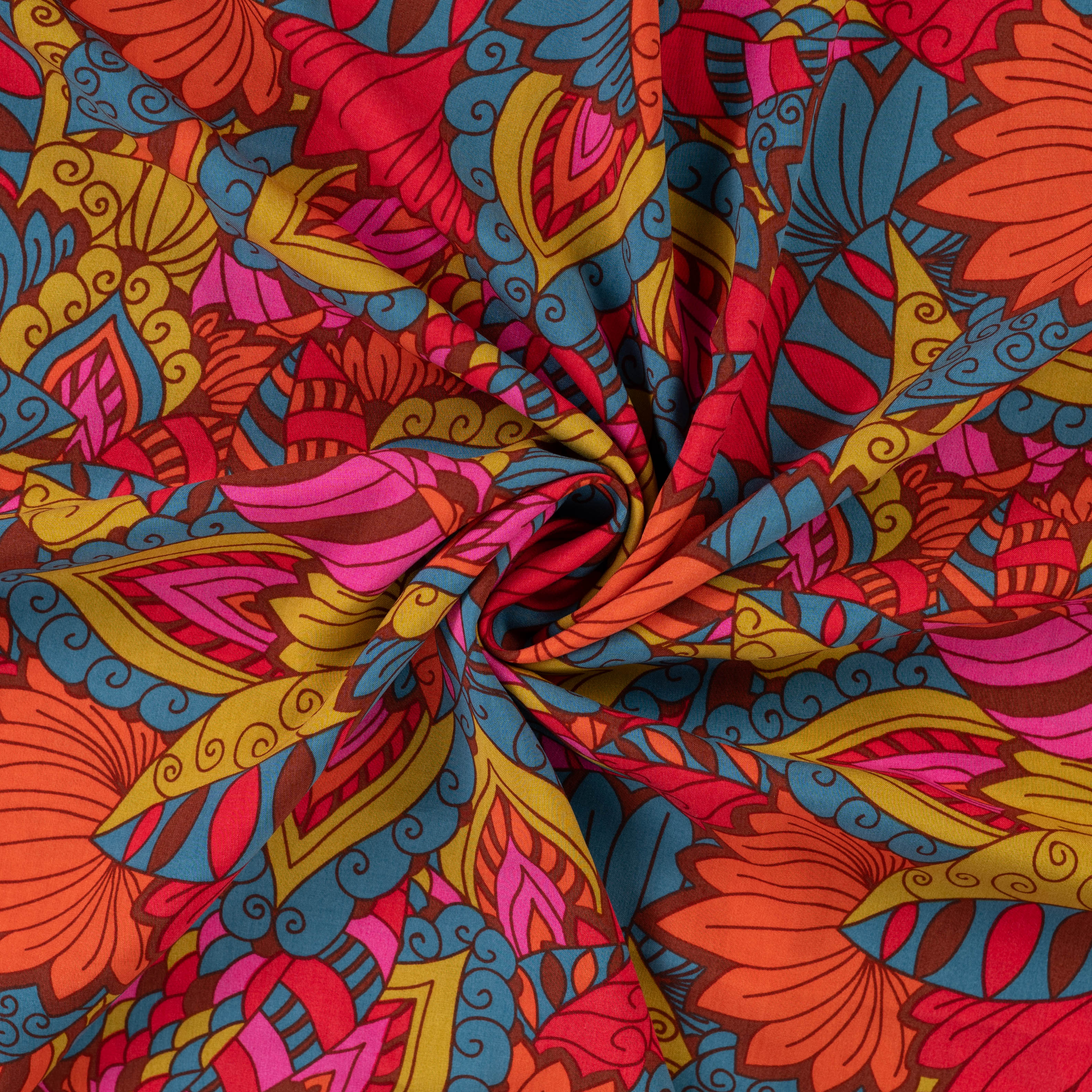 Tissu viscose géométrique terre