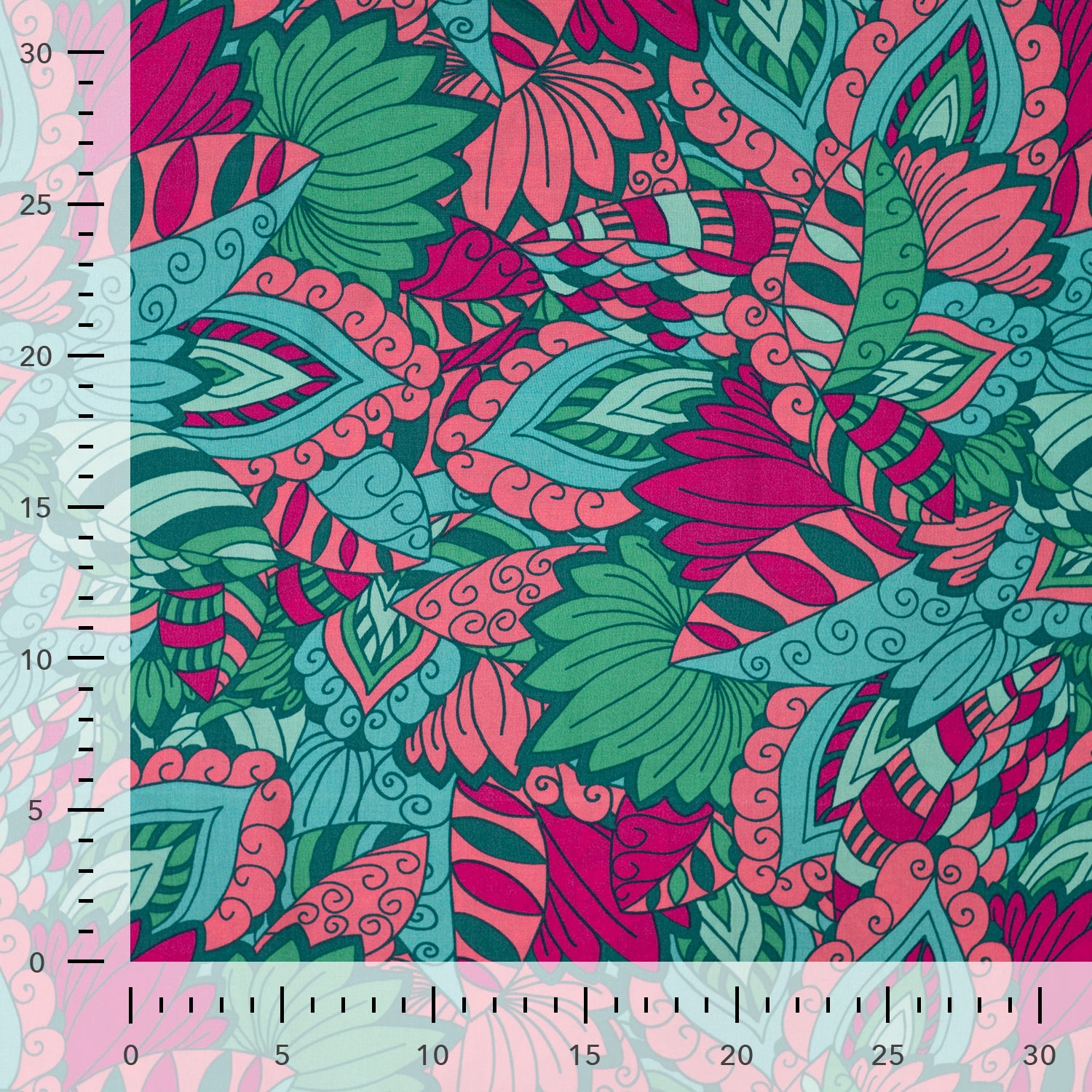 Tissu viscose géométrique turquoise