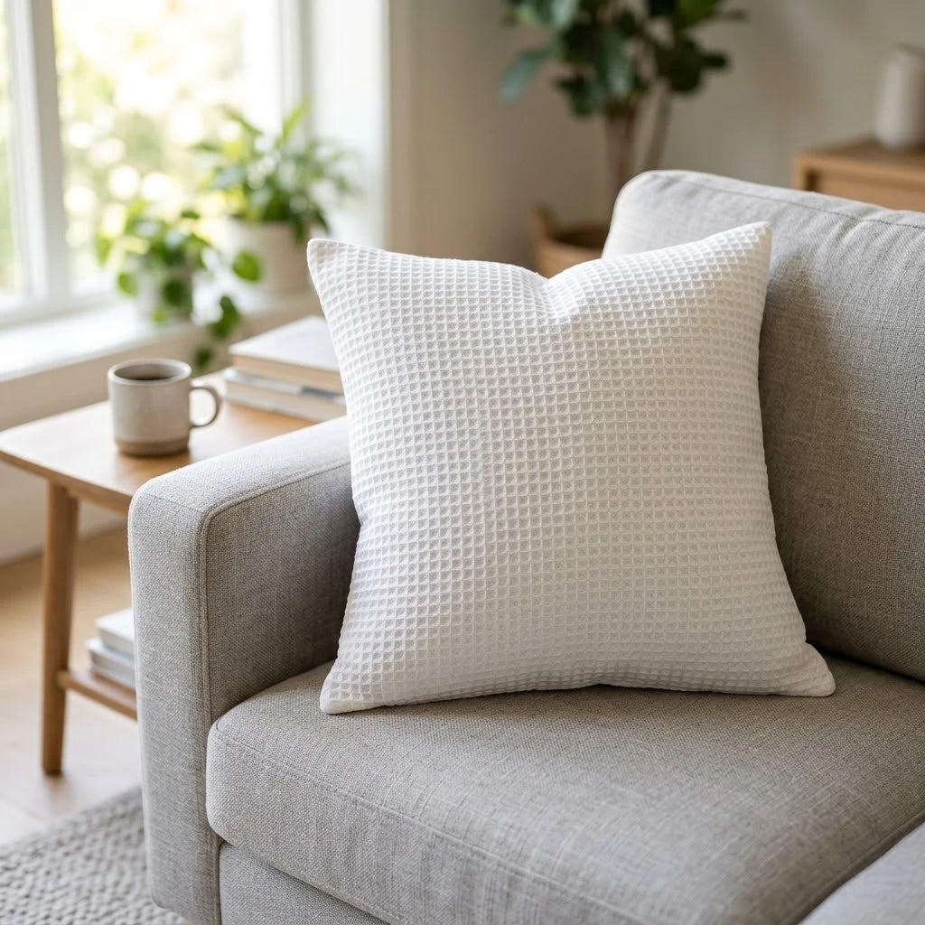 Coussin en nid d'abeille blanc