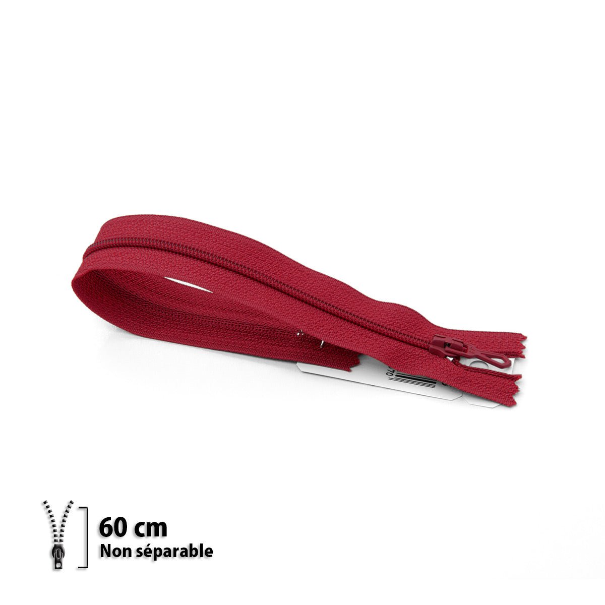Fermeture éclair / Zip / tirette classique couleur carmin foncé