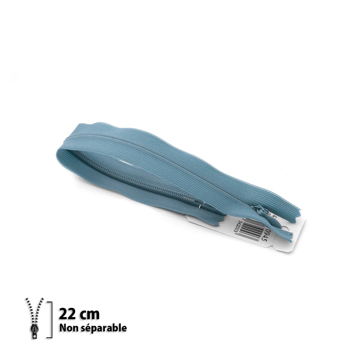 Fermeture éclair / Zip / tirette invisible bleu ciel