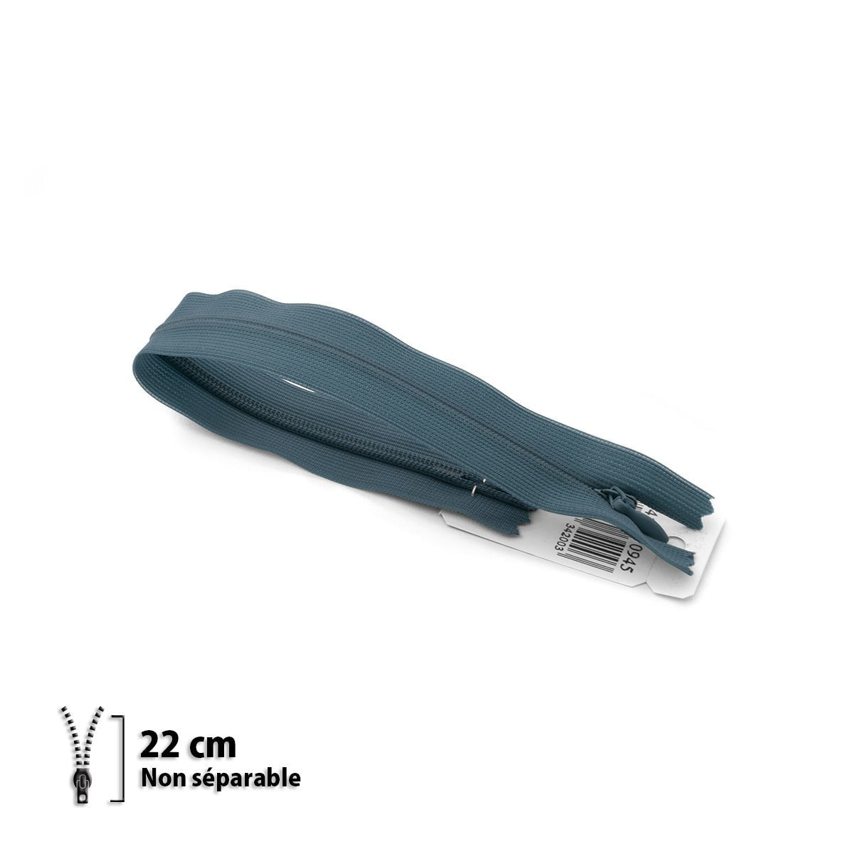 Fermeture éclair / Zip / tirette invisible bleu gris