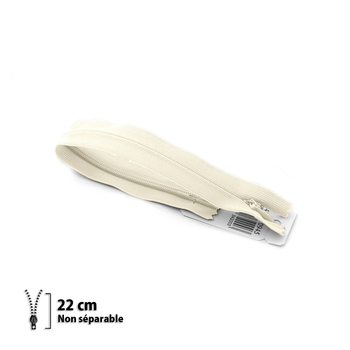 Fermeture éclair / Zip / tirette invisible couleur ivoire
