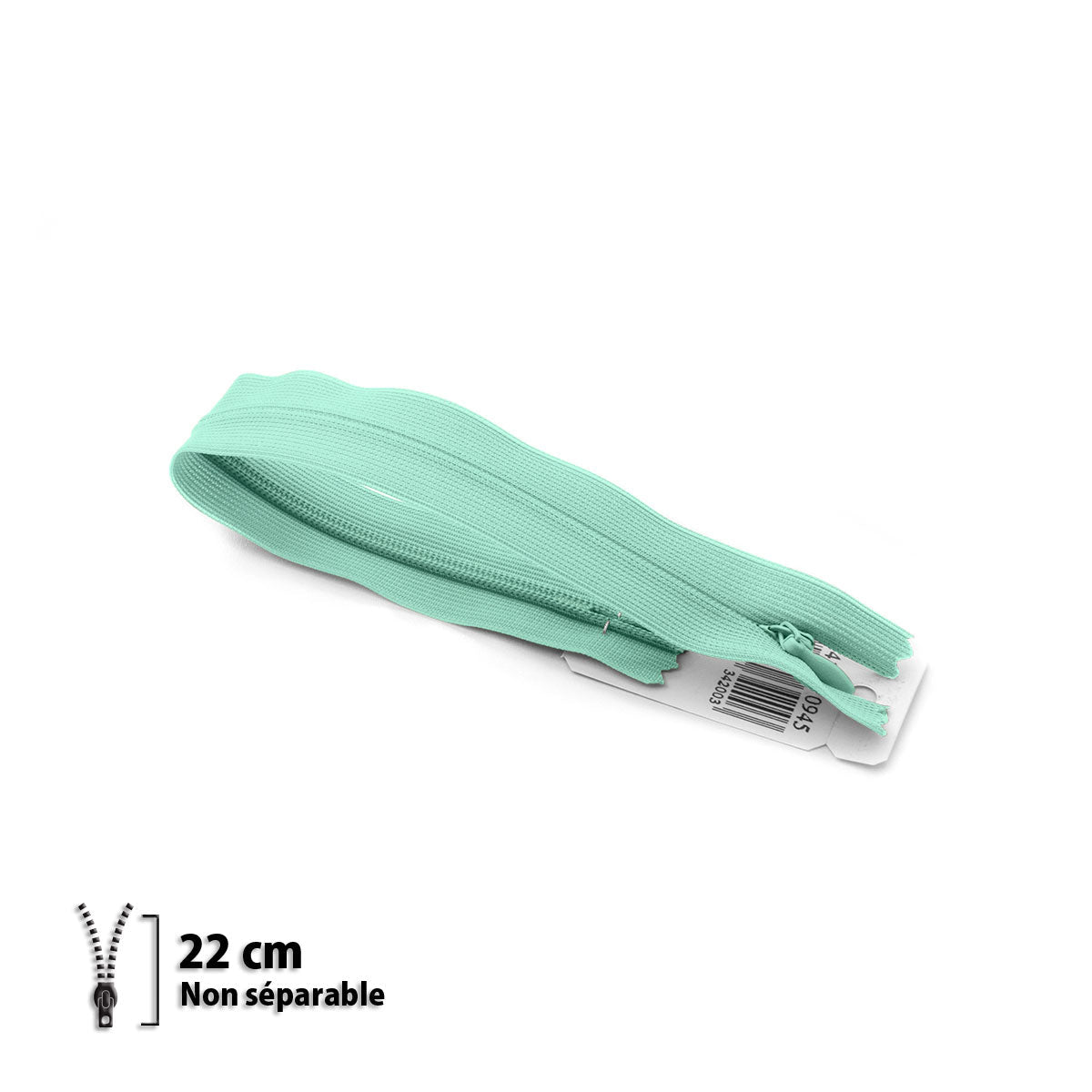 Fermeture éclair / Zip / tirette invisible couleur vert amande