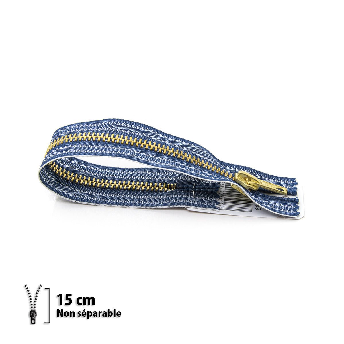 Fermeture éclair / Zip / tirette métallique jeans indigo