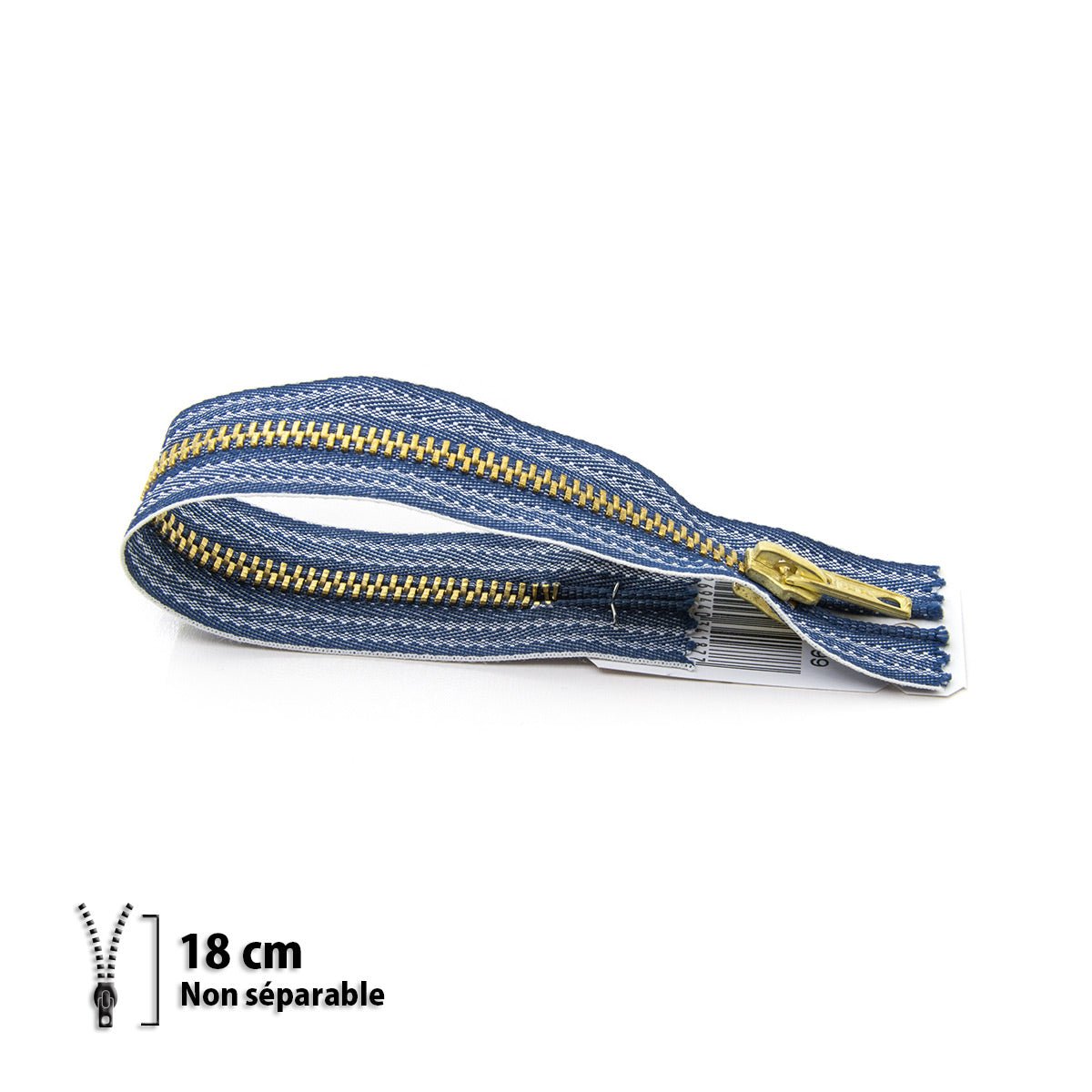 Fermeture éclair / Zip / tirette métallique jeans indigo
