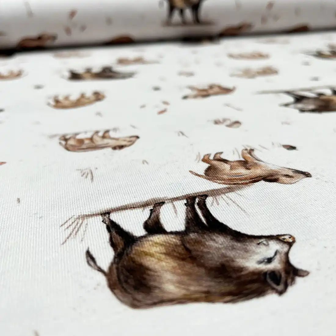 Jersey de coton blanc imprimé sangliers et marcassins