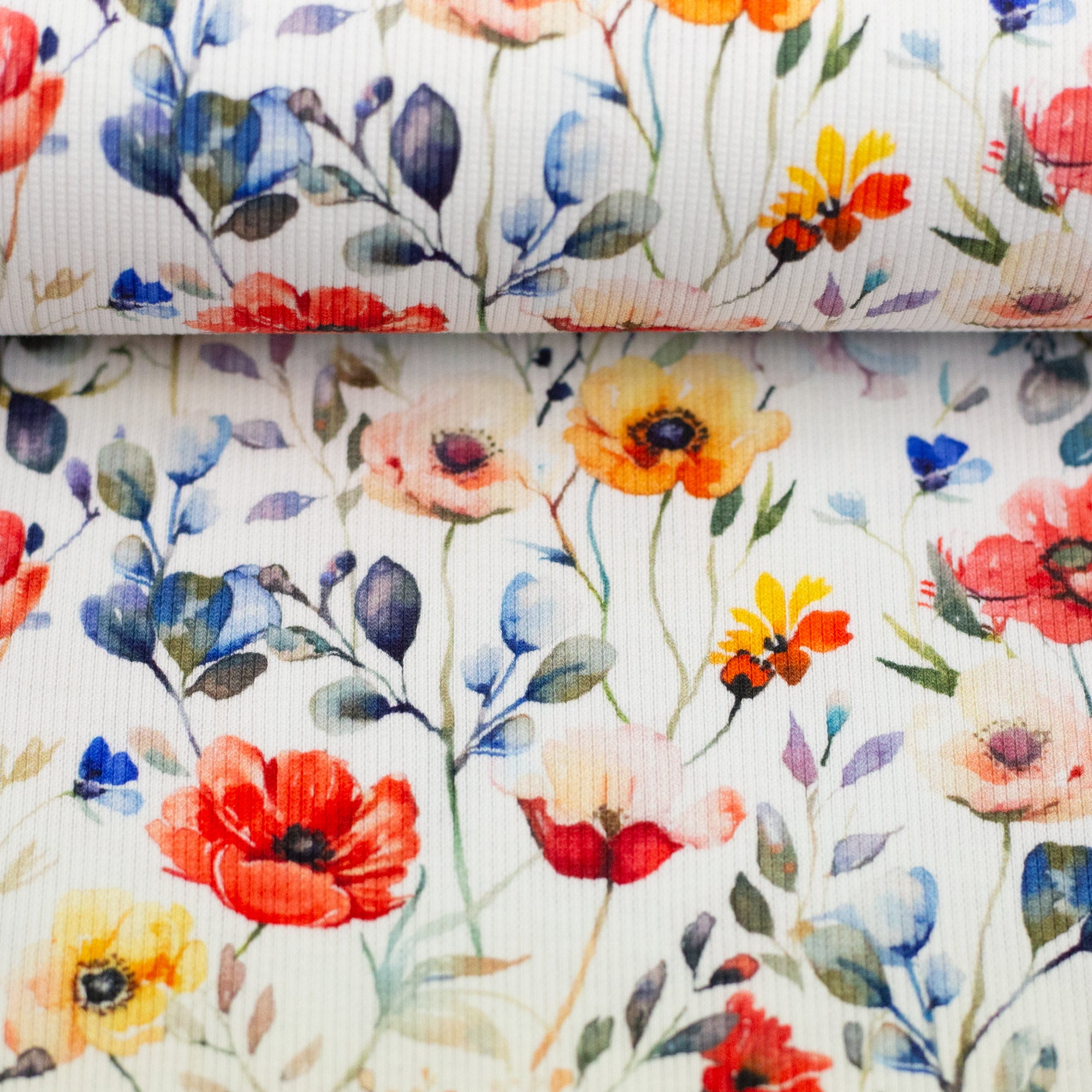 Tissu Jersey Coton Rib Coquelicot