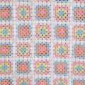 Pastel granny square crochet fabric