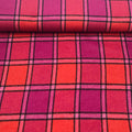 Tissu lainage carreaux rouge et rose