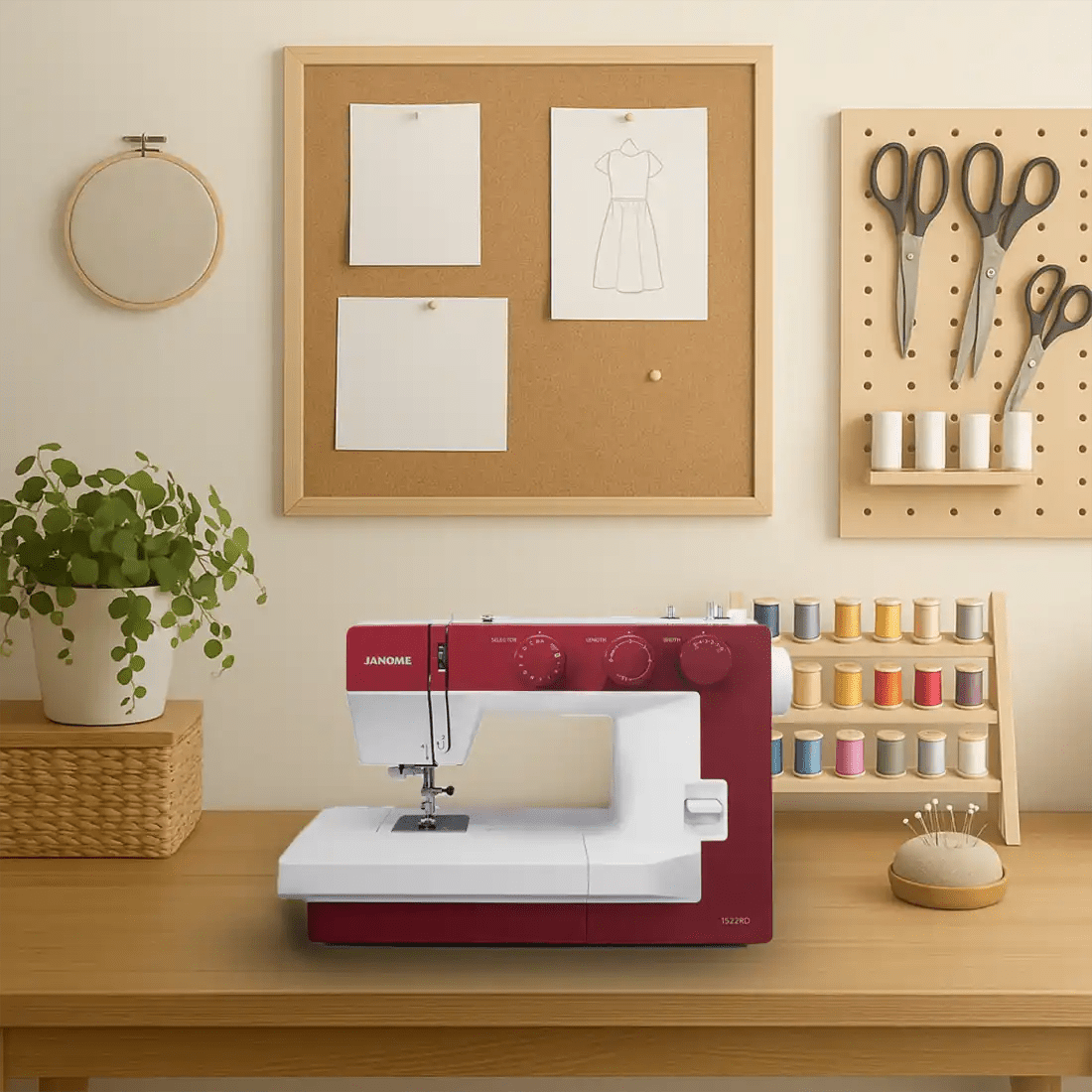 Machine à coudre JANOME 1522 RD - Rouge