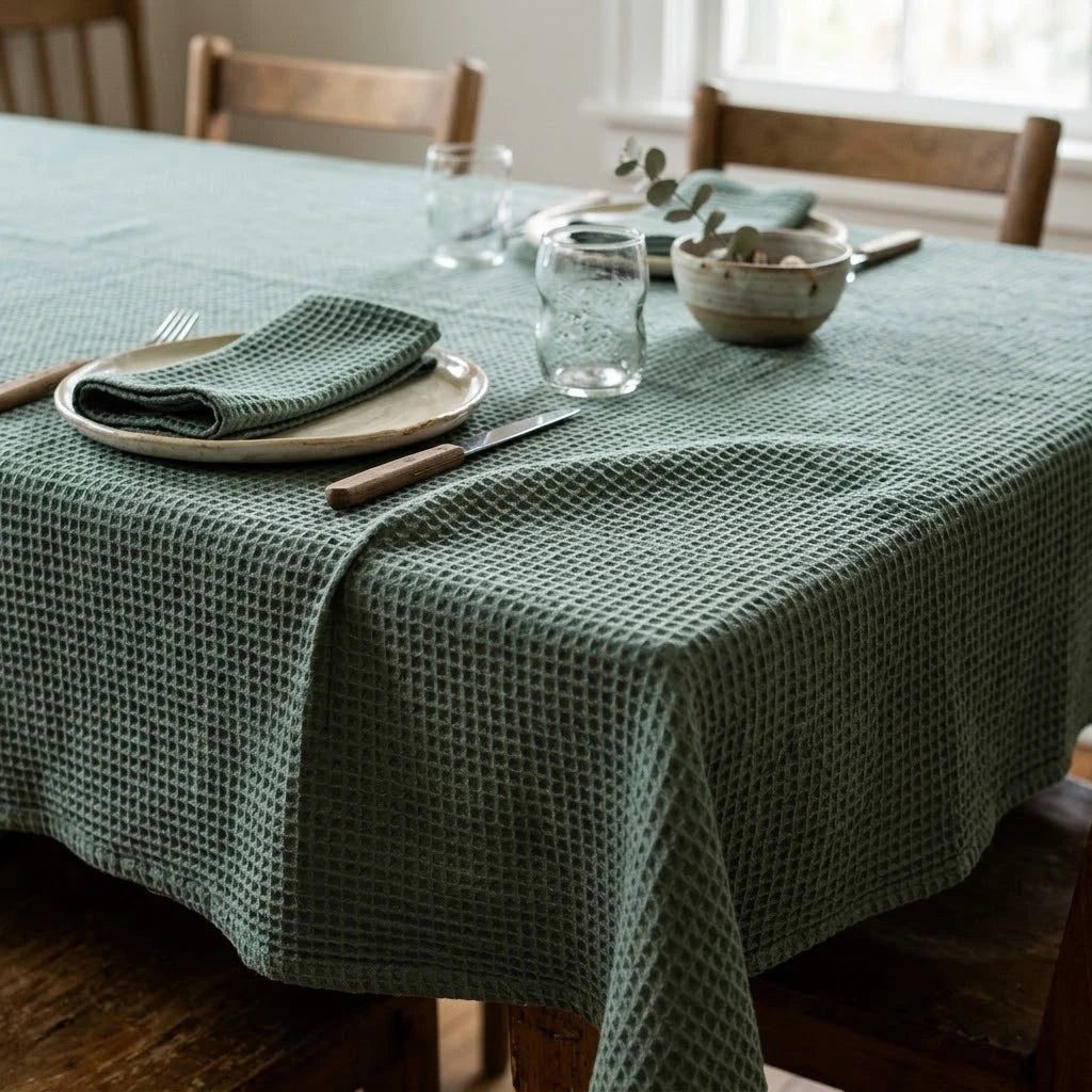 Nappe en nid d'abeille menthe foncé