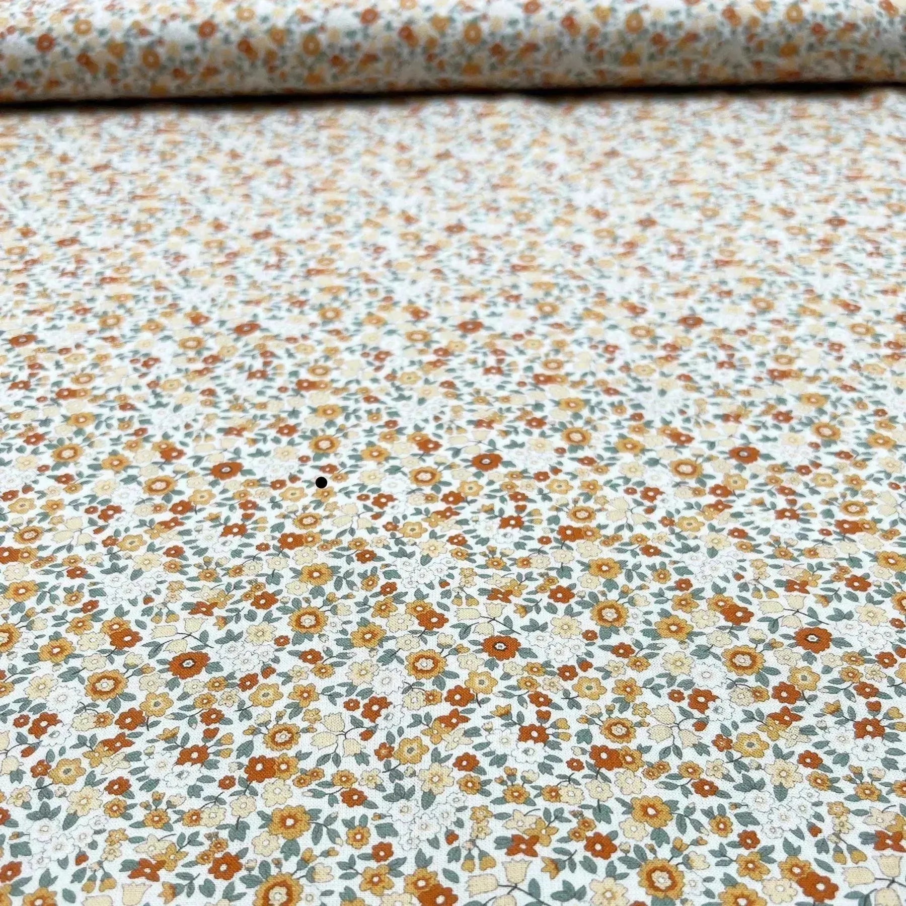 Popeline bio coton fleurs terre