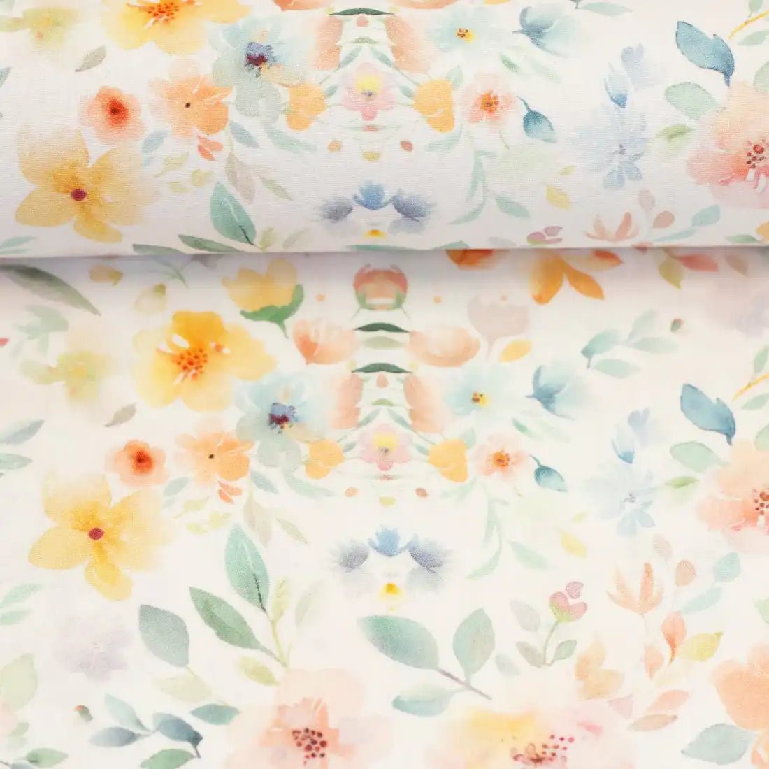 Popeline Fleurs Pastel – Tissu Poétique et Aquarellé