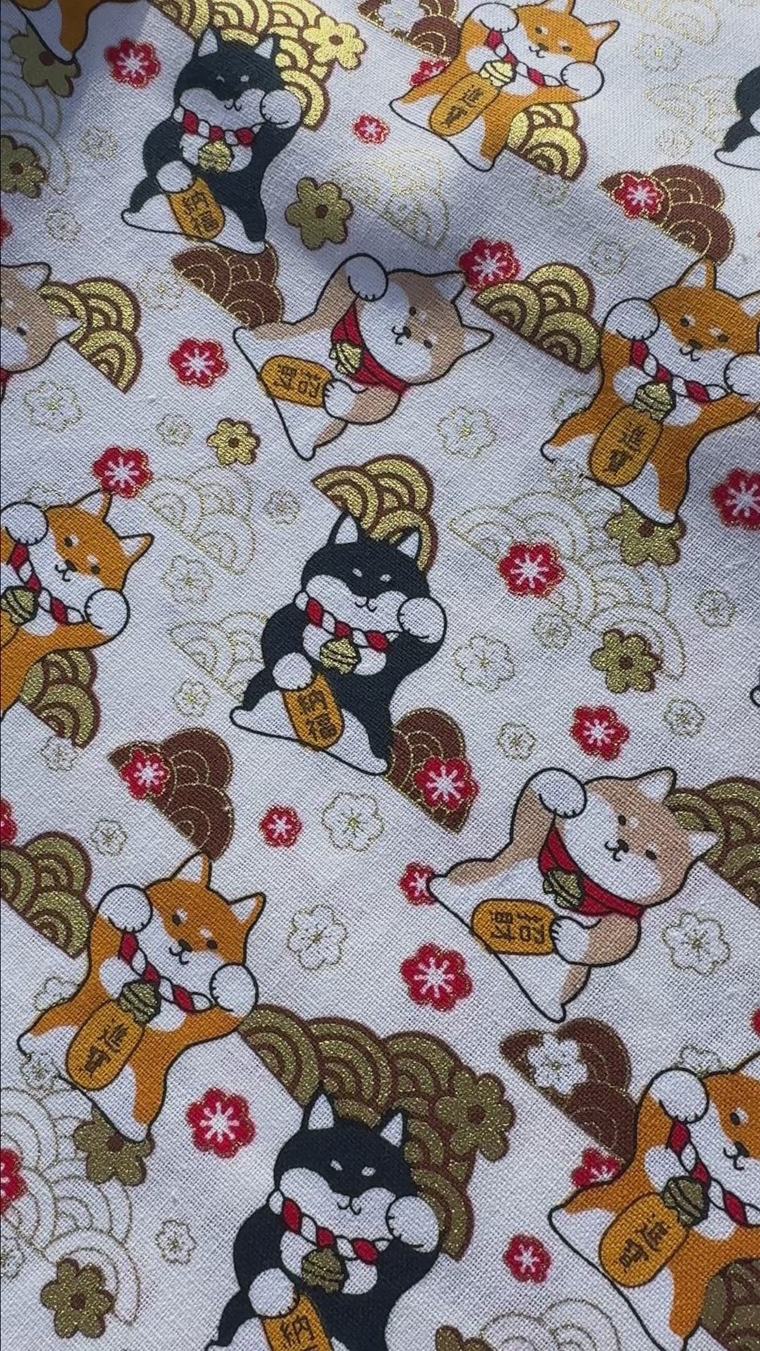 Tissu Popeline de coton Chats Porte-Bonheur