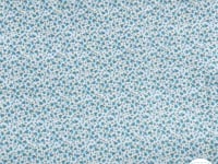 Tissu Popeline de coton Fleurs bleu ciel