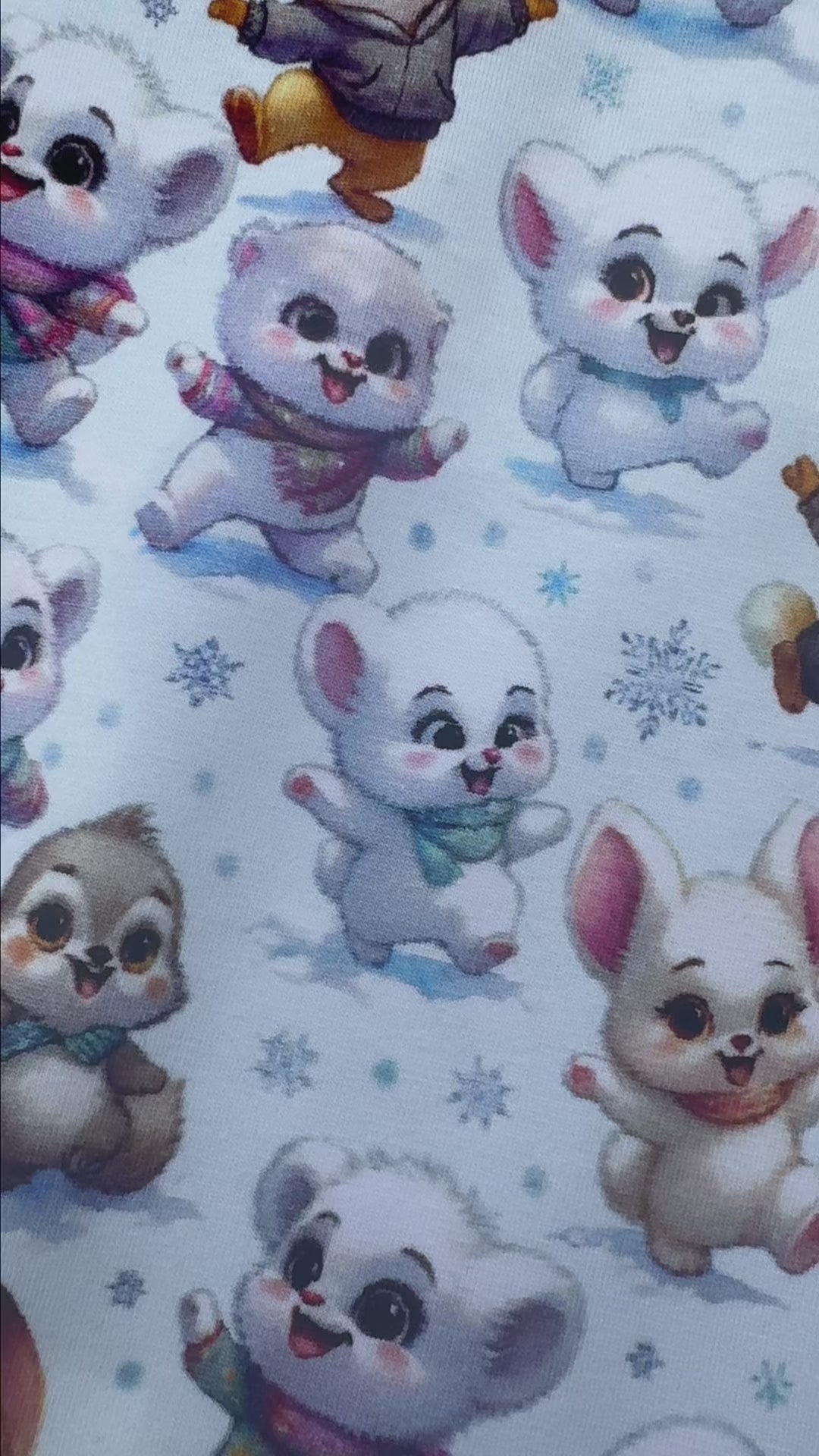 Tissu Jersey de Coton Petits Animaux Hivernaux