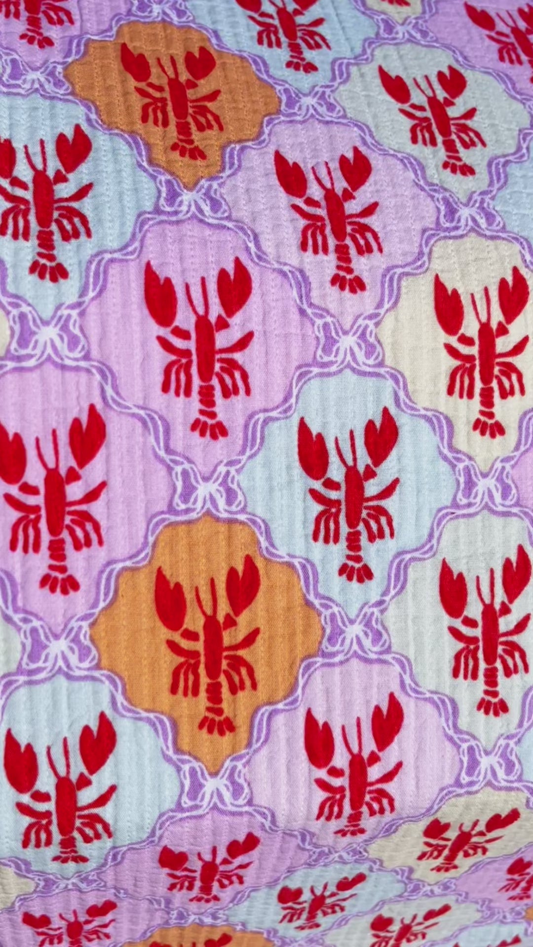 Tissu Coton surpiqué homard