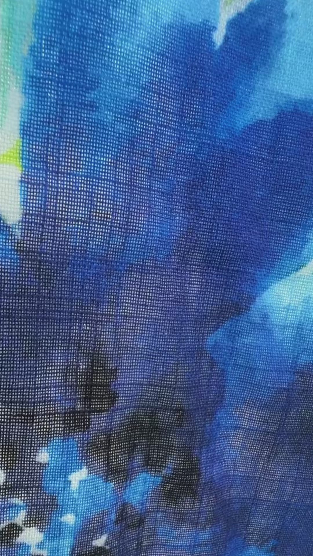 Tissus double gaze plat fleurs bleu aquarelle