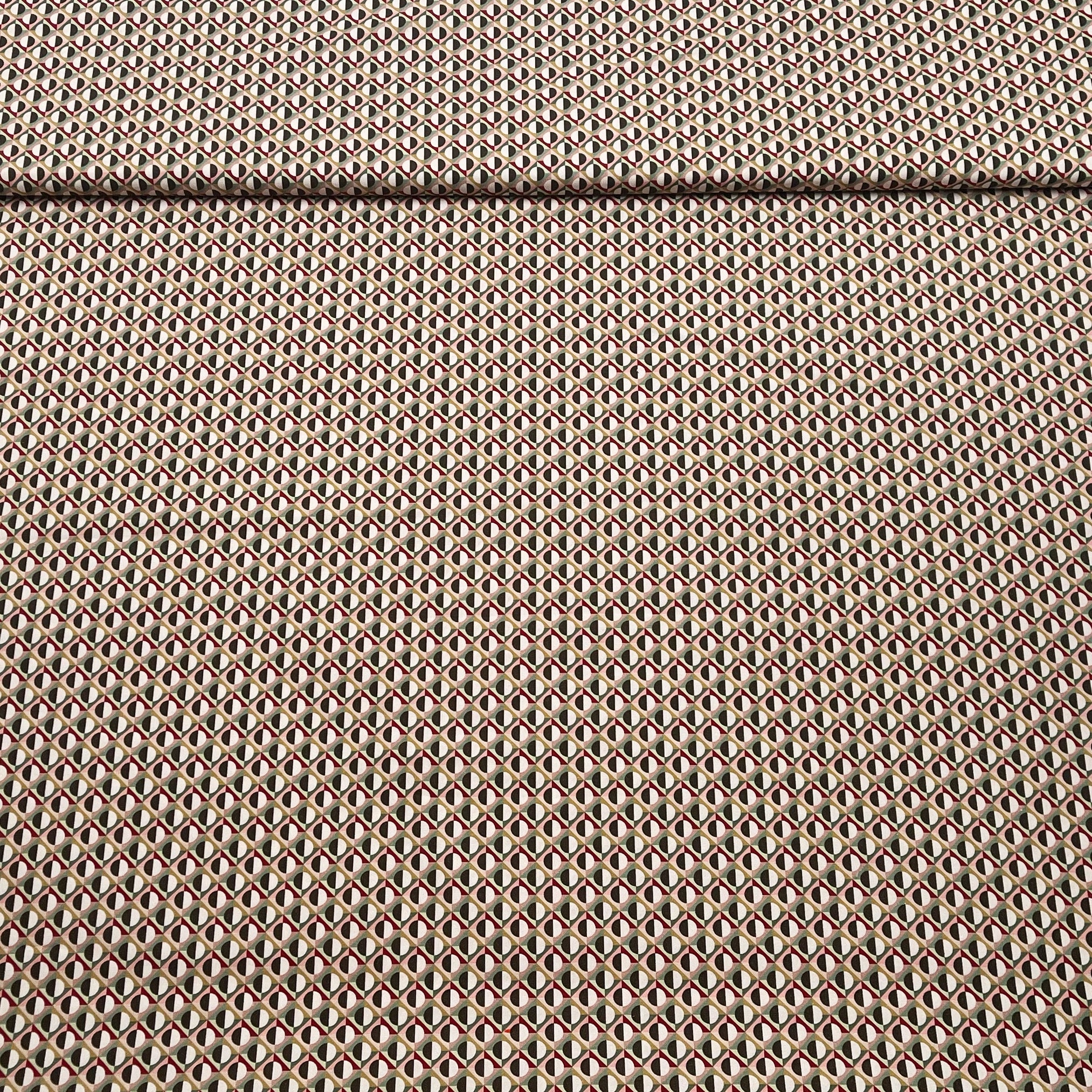 Tissu Popeline de Coton Géométrie Vintage