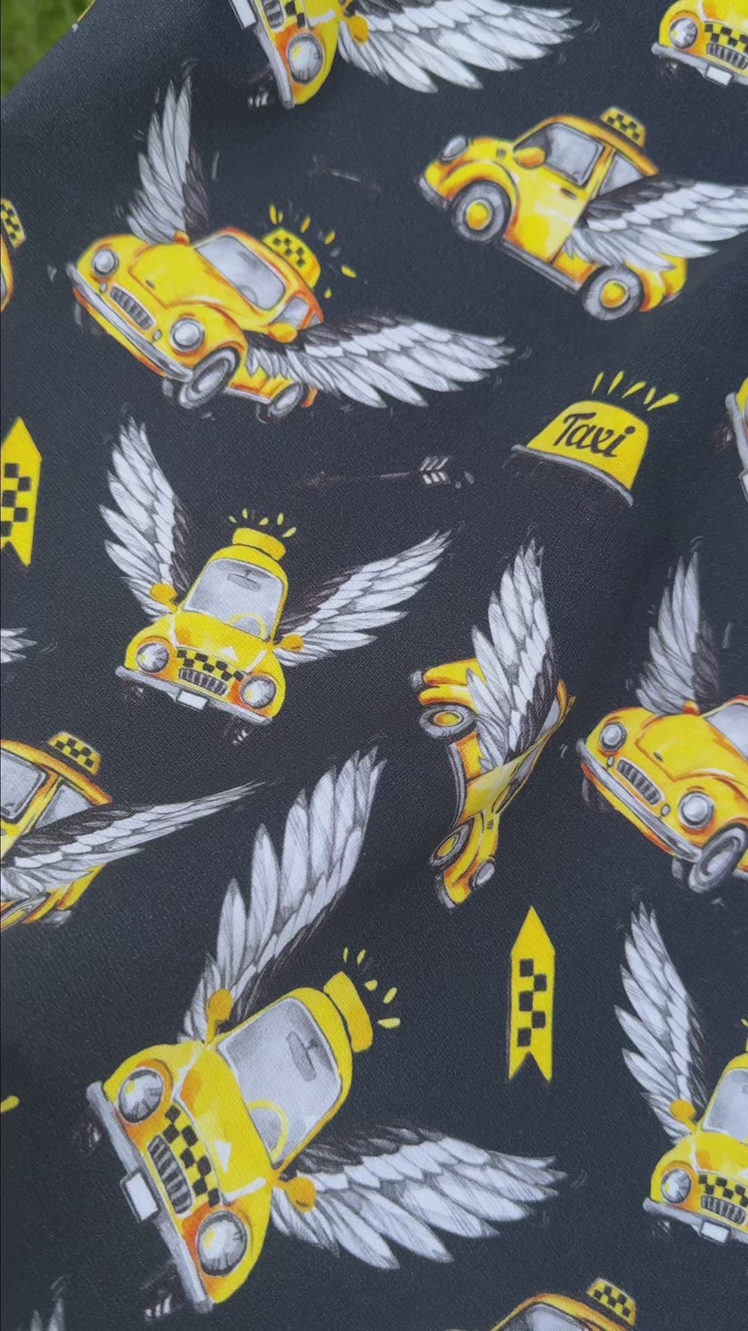 Tissu French Terry Taxis avec des Ailes