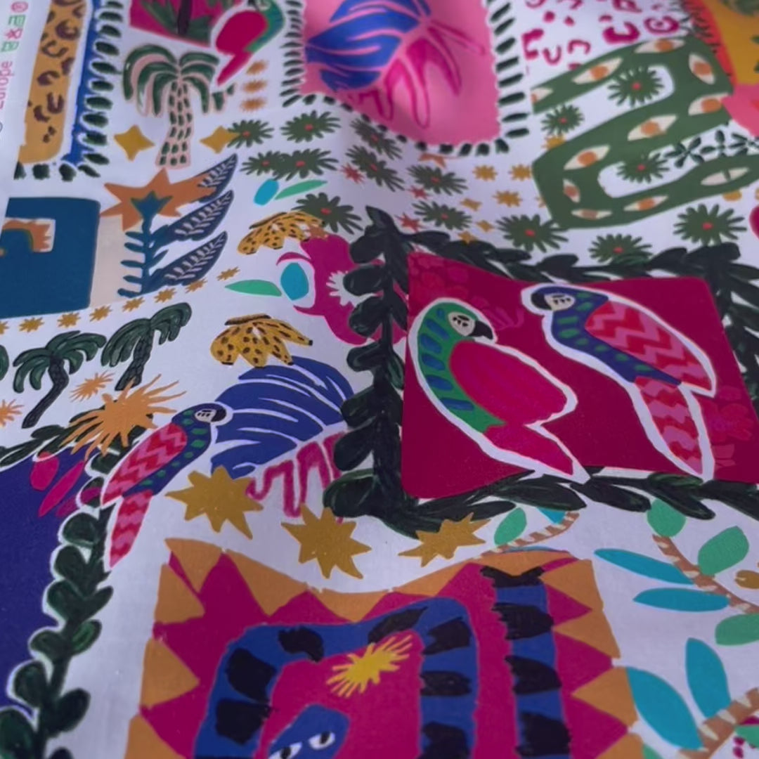 Tissu satin de coton îles tropicales