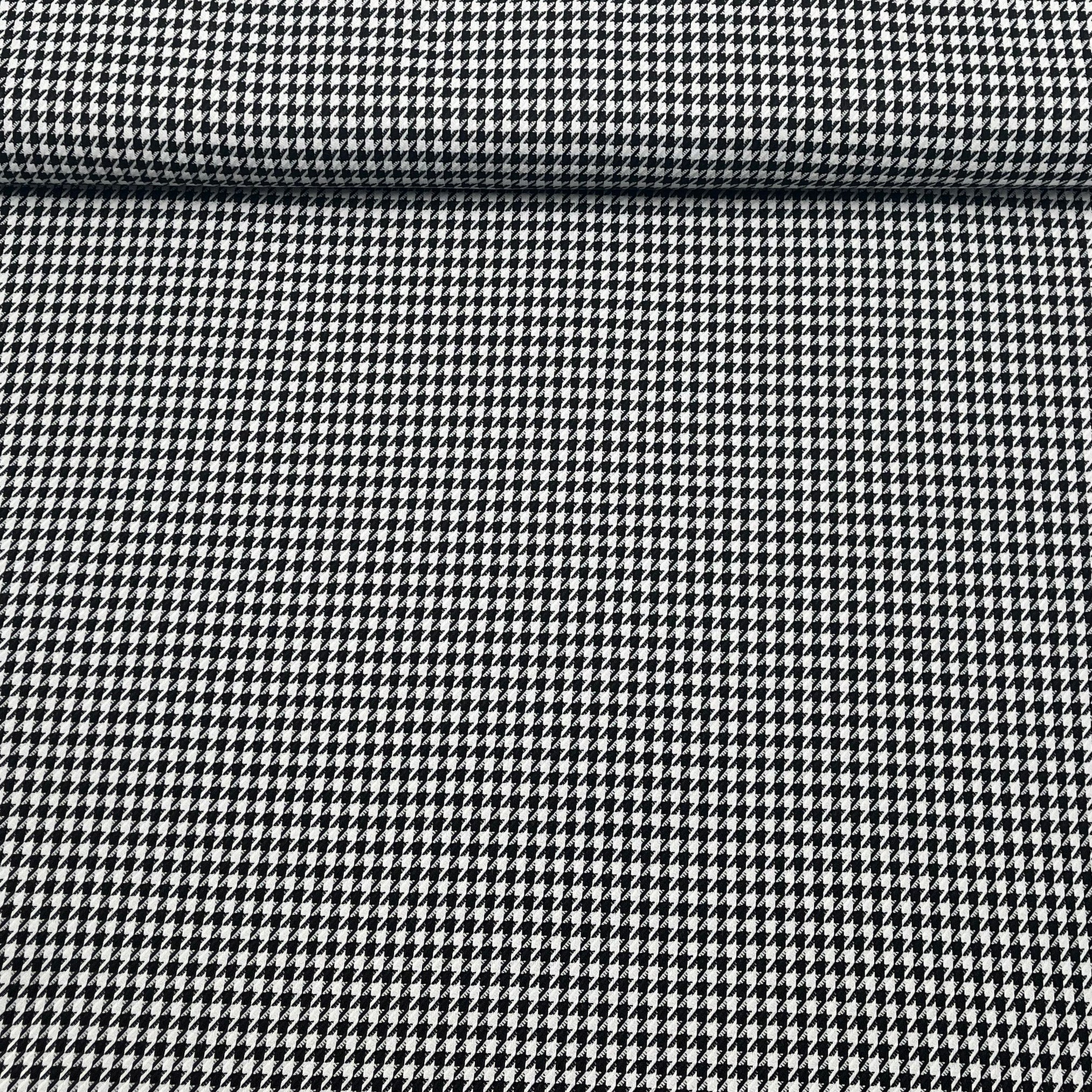 Tissu pied de poule moyen noir et blanc