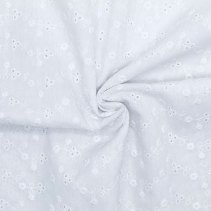Tissu broderie anglaise blanche petites fleurs