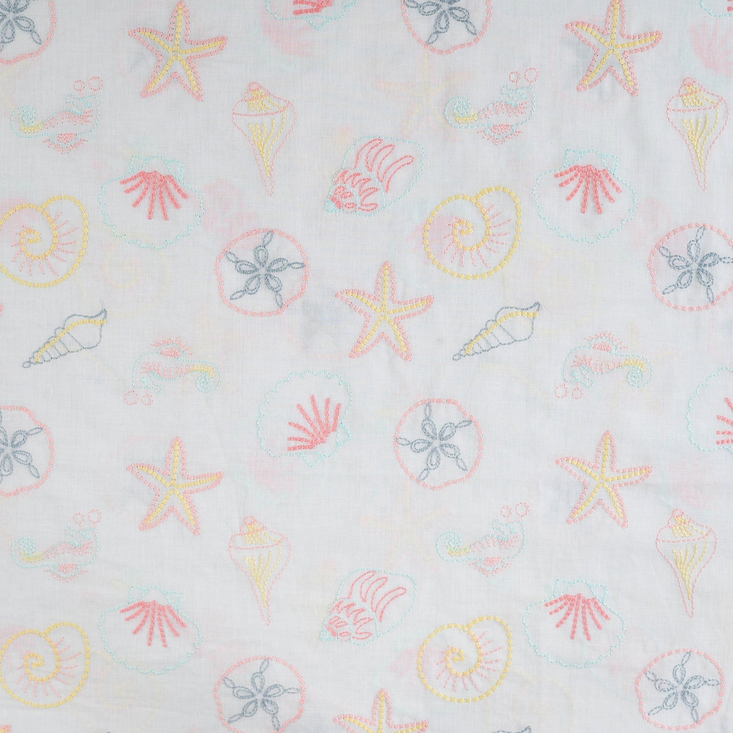 Tissu broderie anglaise coquillage