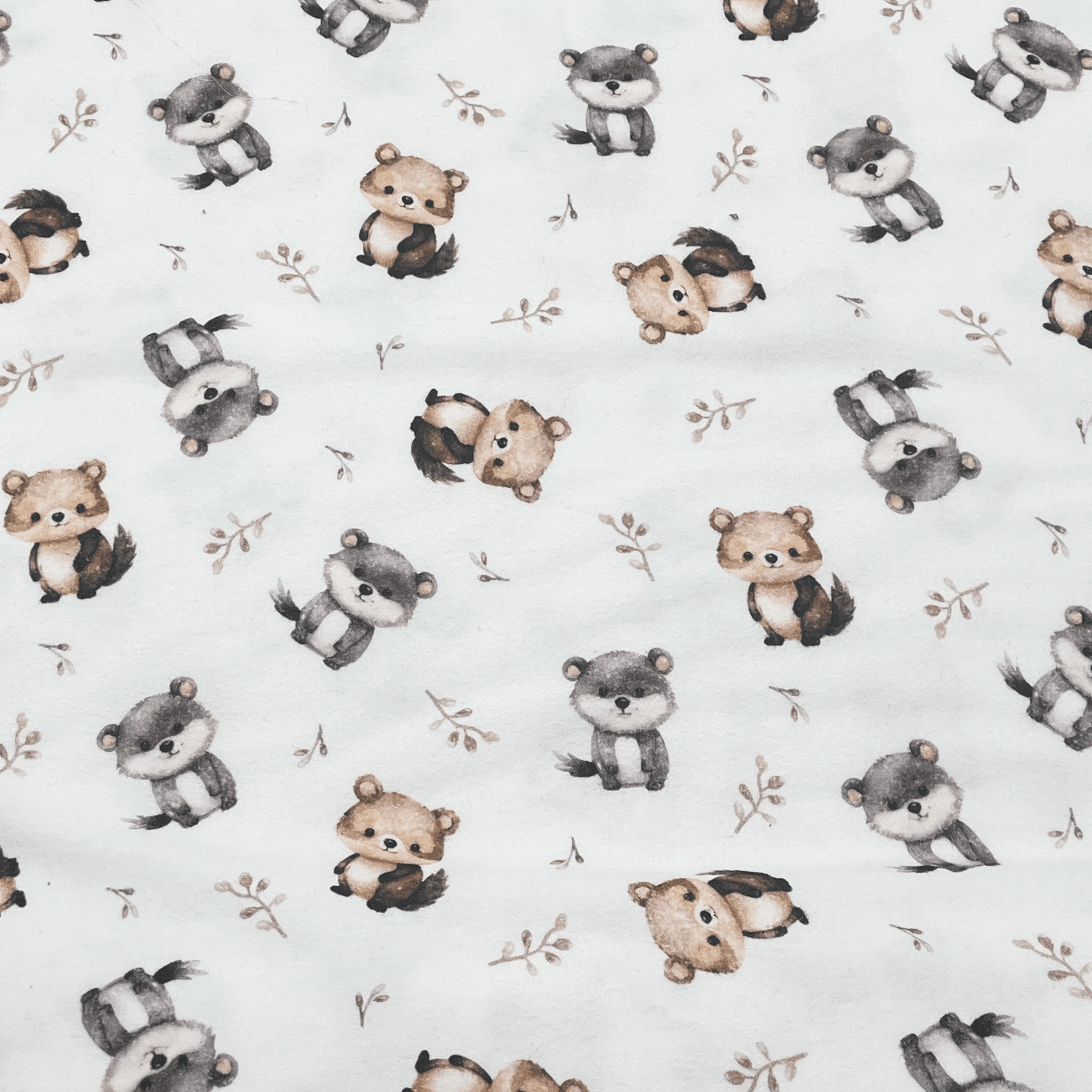 Tissu Flanelle Ratons laveurs et renards